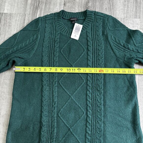 Torrid Cable Knit Dress Women's Size 2 2X Green Soft Stretch Holiday Work NEW - Picture 7 of 7